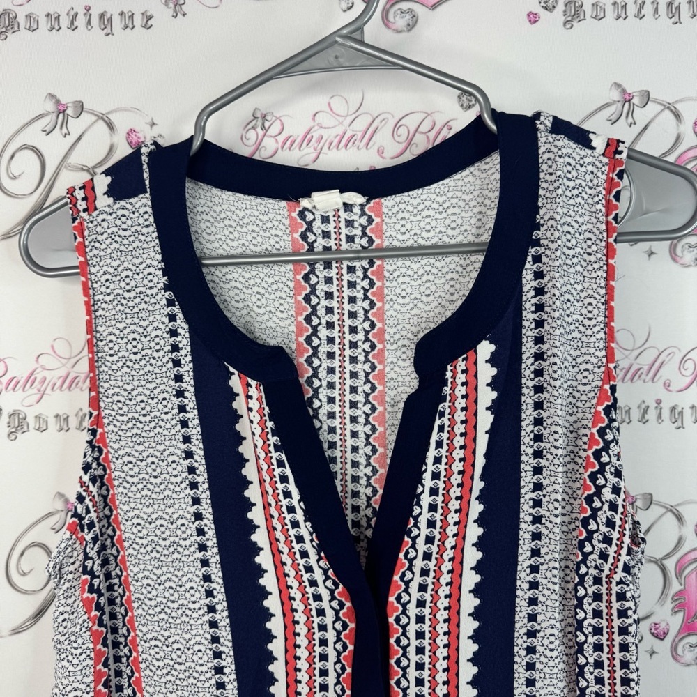 Tribal jeans tank top Aztec boho Sleeveless Top - Navy, orange White - Picture 5 of 10